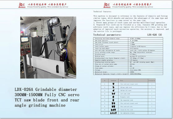 Μετρητής μετρητής 200MM-1200MM πλήρως CNC Servo TCT Saw Blade Machine LDX-026A